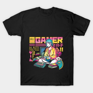 Gamer Girl Retro Gaming Zocken Anime T-Shirt